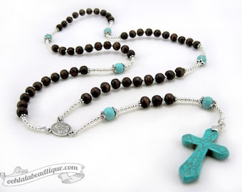 Mens rosary necklace, wood rosary, confirmation rosary, rosary for men, boys rosary, catholic rosary, wooden rosary, confirmation gift