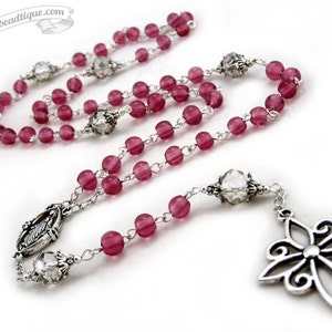 Girls rosary pink rosaries for women gift confirmation rosary necklace catholic rosary holy communion rosary beads hail mary custom rosary