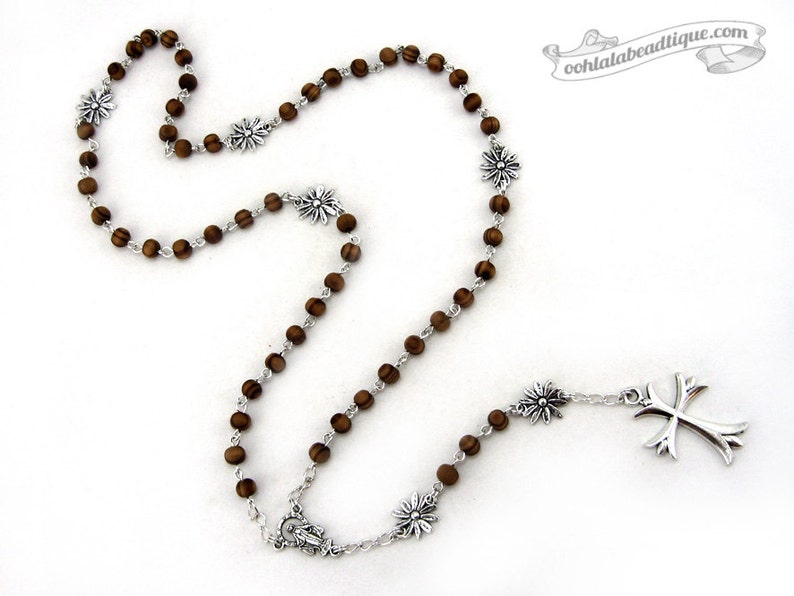 Wood rosary necklace, wooden rosaries, confirmation rosary, holy communion rosary, Our Lady of Fatima rosary, catholic gift, ladies rosary image 5