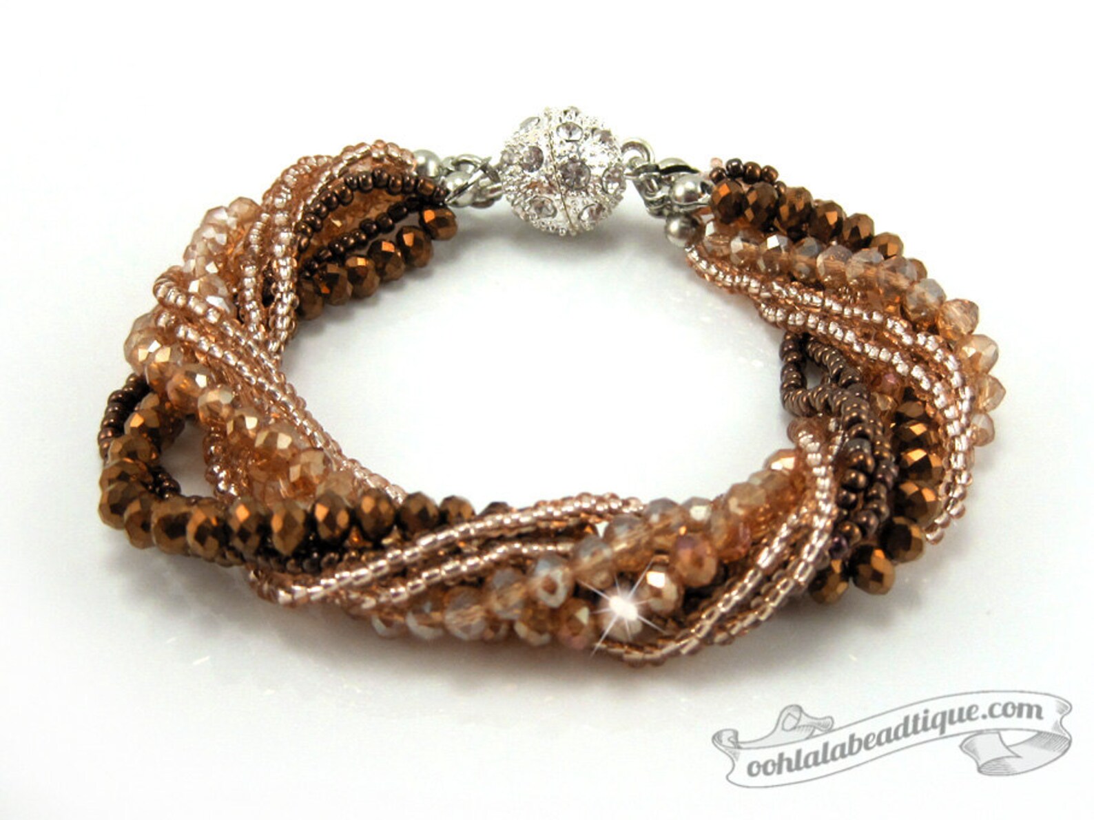 Brown Multi strand Crystal bracelet brown beaded jewelry multi Etsy