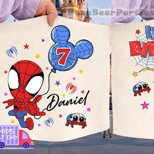 Spidey & His Amazing Friends Birthday Shirt, Mcu Custom Birthday Family Matching Tee, Ghost Spider Birthday Tee, DisneyFamily Trip Tee image 1