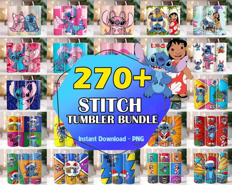 Más de 270 diseños de fundas para vasos de Stitch (Png), fundas para vasos de Lilo y Stitch (Png), Stitch y ángel (Png) imagen 1