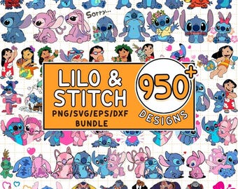 Más de 965 archivos PNG de Lilo y Stitch / Archivo PNG de ángel de Stitch / Paquete de Disneyland / Cumpleaños de Stitch / Descarga digital de vacaciones familiares