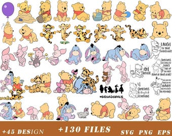 Paquete de Winnie the Pooh PNG / Tigger Eeyore Piglet Png / Oso Pooh Png Pooh y sus amigos Descarga digital