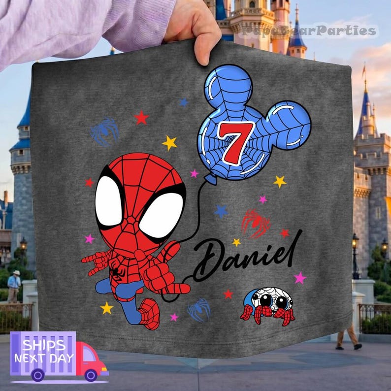 Spidey & His Amazing Friends Birthday Shirt, Mcu Custom Birthday Family Matching Tee, Ghost Spider Birthday Tee, DisneyFamily Trip Tee image 7