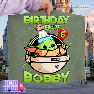 Custom Baby Yoda Family birthday Shirt, Disneyland Family Matching Shirt, Mandalorian Birthday Party Shirt, Baby Yoda Tee, Father Day Bild 6