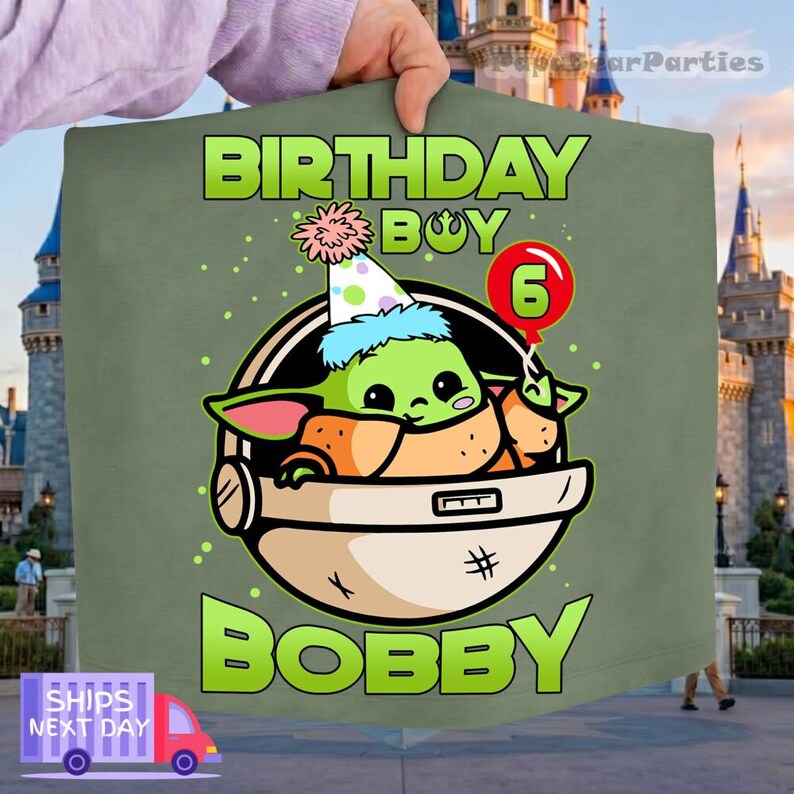 Custom Baby Yoda Family birthday Shirt, Disneyland Family Matching Shirt, Mandalorian Birthday Party Shirt, Baby Yoda Tee, Father Day Bild 6