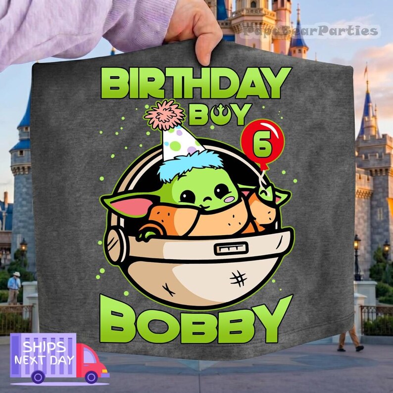 Custom Baby Yoda Family birthday Shirt, Disneyland Family Matching Shirt, Mandalorian Birthday Party Shirt, Baby Yoda Tee, Father Day Bild 7