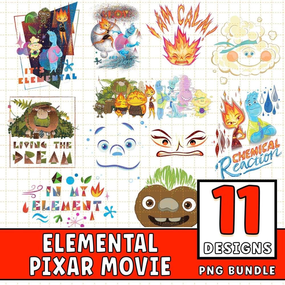 Elemental Pixar Movie Digital Download, Elemental Font Letters Numbers ...