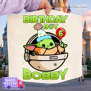 Custom Baby Yoda Family birthday Shirt, Disneyland Family Matching Shirt, Mandalorian Birthday Party Shirt, Baby Yoda Tee, Father Day Bild 1