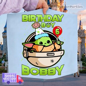Custom Baby Yoda Family birthday Shirt, Disneyland Family Matching Shirt, Mandalorian Birthday Party Shirt, Baby Yoda Tee, Father Day Bild 4