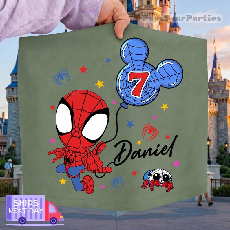 Spidey & His Amazing Friends Birthday Shirt, Mcu Custom Birthday Family Matching Tee, Ghost Spider Birthday Tee, DisneyFamily Trip Tee image 6