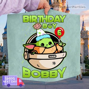 Custom Baby Yoda Family birthday Shirt, Disneyland Family Matching Shirt, Mandalorian Birthday Party Shirt, Baby Yoda Tee, Father Day Bild 5
