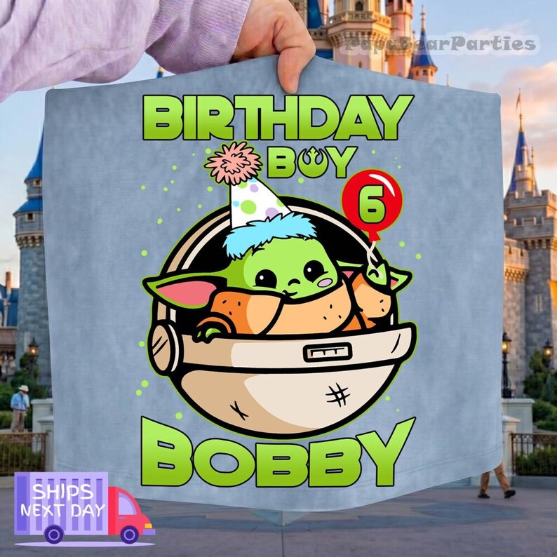 Custom Baby Yoda Family birthday Shirt, Disneyland Family Matching Shirt, Mandalorian Birthday Party Shirt, Baby Yoda Tee, Father Day Bild 3