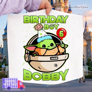 Custom Baby Yoda Family birthday Shirt, Disneyland Family Matching Shirt, Mandalorian Birthday Party Shirt, Baby Yoda Tee, Father Day Bild 2
