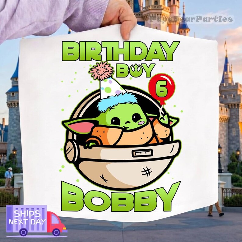 Custom Baby Yoda Family birthday Shirt, Disneyland Family Matching Shirt, Mandalorian Birthday Party Shirt, Baby Yoda Tee, Father Day Bild 2