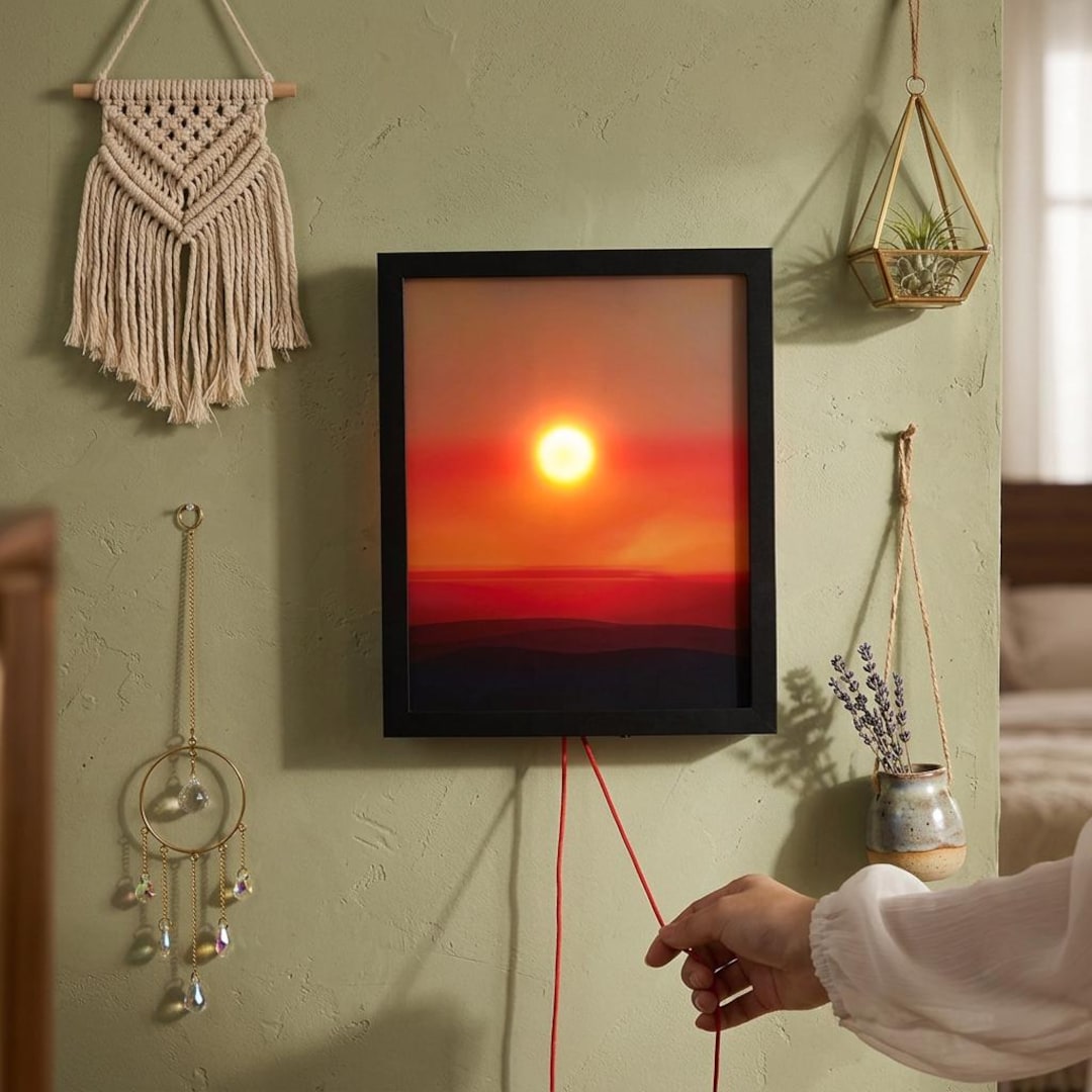 Kinetic Sunrise Sunset Wall Lamp Adjustable Dual Pull Rope Night Light,  Moving Sun Ambient Bedroom Decor, Unique Gift - Etsy