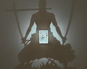 Wall Lamp Anime Figure | Luffy One Piece Lamp Decor | Manga Room Decor | Anime Gift | Zoro Figure Light | 3d printed