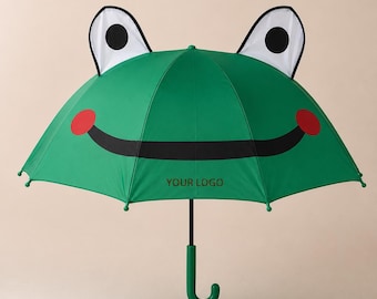 Personalised Frog Umbrella – Custom Name Children’s Rain Gear