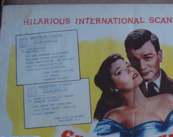 Special Delivery. 1955 Original US 22"x28" Movie Poster. German spy espionage romantic crime comedy. Joseph Cotton, Eva Bartok