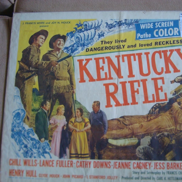 Kentucky Rifle.1955OriginalUS22"x28"Movie Poster. FREE SHIPPING. cowboy Chill Wills, Lance Fuller, Cathy Downs, Jeanne Cagney, Jess Barkerr,