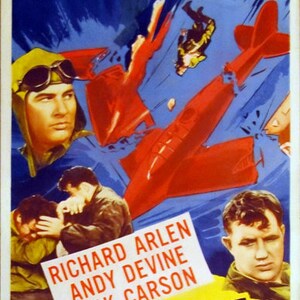 May include: A vintage movie poster for the film "Legion of Lost Flyers" featuring a yellow background with black text. The poster features a group of men in military uniforms, including Richard Arlen, Andy Devine, and Jack Carson. The poster also features a plane in the background.