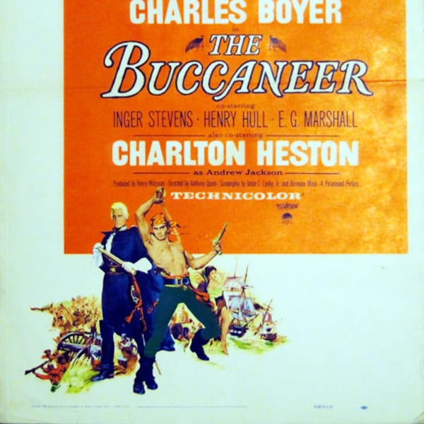 Buccaneer, The. 1958 Original 14"x22" US Movie Poster. Cecil B. DeMille's Pirates withYul Brynner,Claire Bloom,Charlton Heston,Lorne Greene