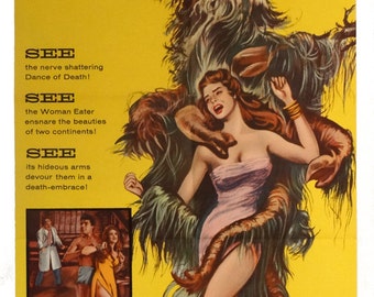 Woman Eater, The. 1959 Original 27x41 US Movie Theater Poster. Horror Movie. Tree Huggers Unite against Zombie Tree. Cool Art. G. Coulouris