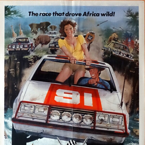 Safari 3000. 1982 Original 27" x 41" U.S. Theater Movie Poster. Jungle Car Race Rally. David Carradine,Christopher Lee,Stockard Channing