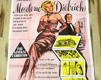 Monte Carlo Story, The.Original 1957 Australian 39"x78" Theater Movie Poster. Marlene Dietrich&Vittorio De Sica into Riviera Casino Gambling