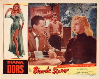 Yield to the Night Vintage Dianna Dors Adult movie Poster reproduction.