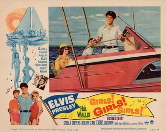 Girls! Girls Girls! 1962 Original 11" x 14" U. S. Lobby Card Movie Poster. Elvis Presley, Stella Stevens, Jeremy Slate, Laurel Goodwin