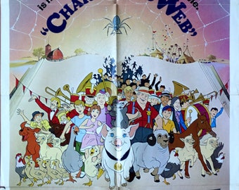 Charlotte's Web. 1973 Original US 27x41 Movie Poster. Debbie Reynolds(Charlotte), Paul Lynde(Temptation), Henry Gibson(Wilbur), Rex Allen