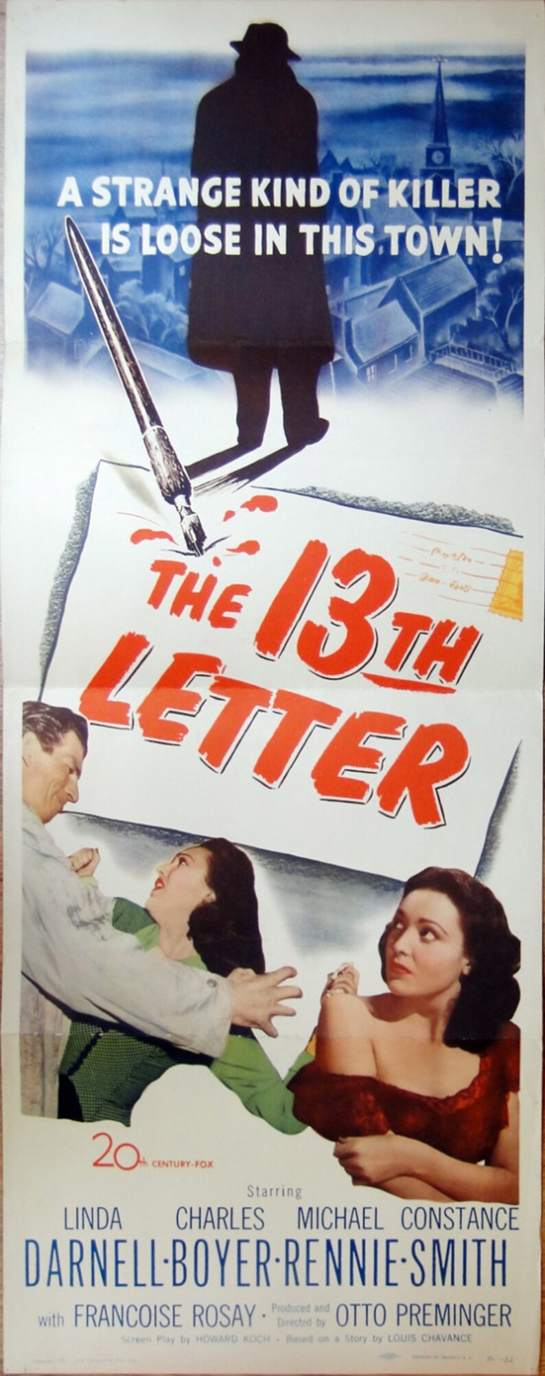 13th Letter Original1951 14x36 Movie Poster FREE Etsy