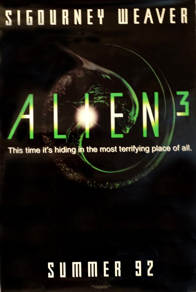 エイリアン3 USオリジナル映画ポスター ALIEN 3. Original 1992 U.S. Movie Theater Poster. Science