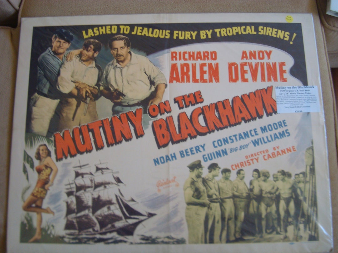 Mutiny on the Blackhawk. 1939 Original US 22x28 Movie Poster. Seafaring