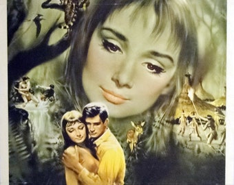 Green Mansions. 1959 Original US Theater Movie Poster. Joseph Smith Art. Beautiful Image of Audrey Hepburn ,Anthony Perkins