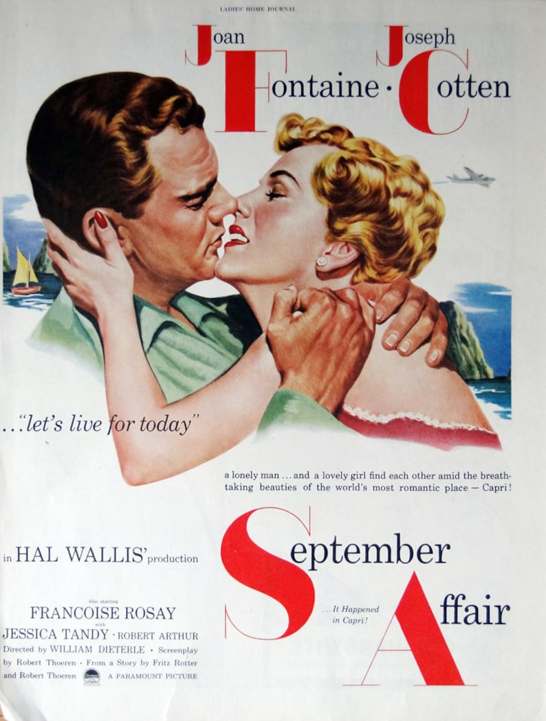 James Lydon September Affair 1951 Magazine Movie Advertisement Jessica Tandy Joan Fontaine Henry Aldrich movie series Joseph Cotton