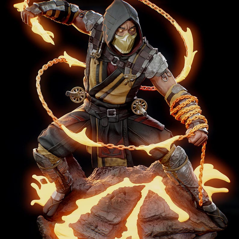 Hellfire Chain Scorpion Mortal Kombat | Hellfire Chain Ninja STL Statue | 3D Print ...