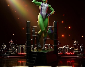She Hulk Marvel | Power Gym Pose STL Statue | 3D Print Model | Digital STL File