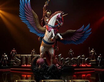 Winged Fantasy Warrior STL for 3D Printing | Pegasus Rider Battle Pose | Digital STL Files