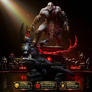 Kratos - GoW Skulptur STL-FIL (Staty + Byst)