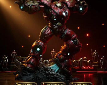 Hulkbuster Iron Man Suit Sculpture STL Statue + Bust | Marvel 3D Print Model DOWNLOAD