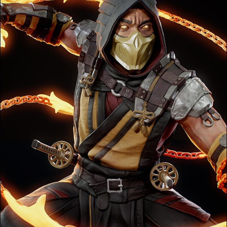 Hellfire Chain Scorpion Mortal Kombat | Hellfire Chain Ninja STL Statue | 3D Print ...