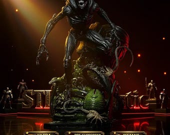 Xenomorph Alien | Sci-Fi Horror Creature STL Statue + Bust | 3D Print Model | Digital STL File