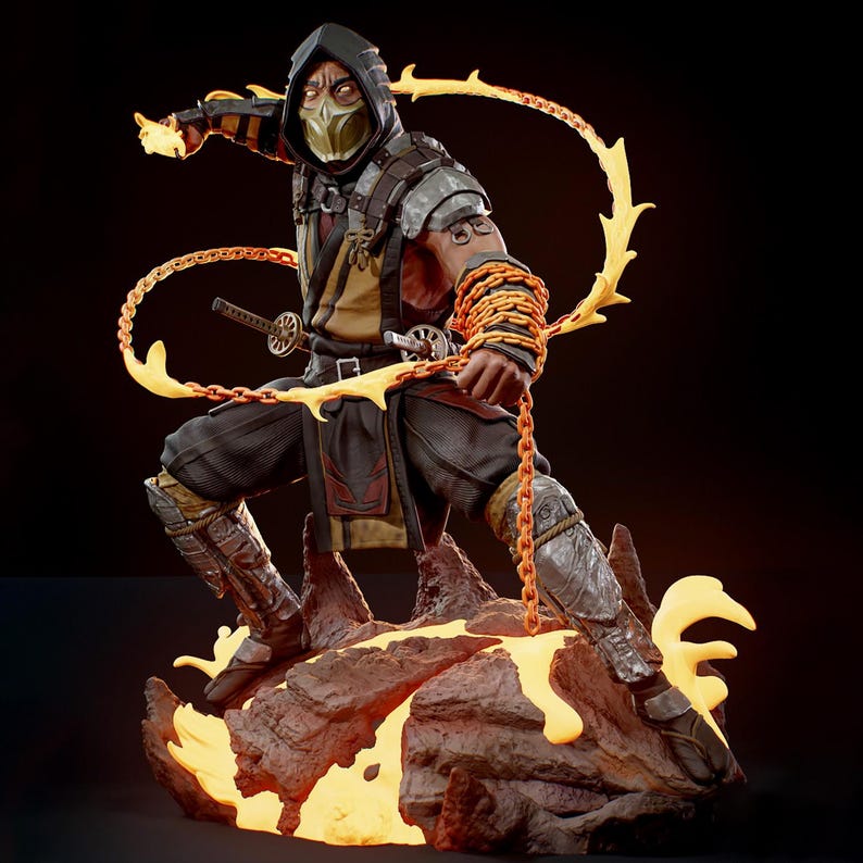 Hellfire Chain Scorpion Mortal Kombat | Hellfire Chain Ninja STL Statue | 3D Print ...