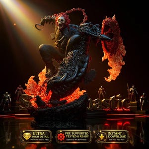 Ghost Rider Marvel | Spirit of Vengeance STL-staty | 3D-utskriftsmodell | Digital STL-fil