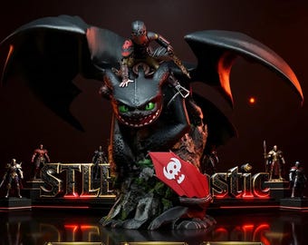 Hiccup & Toothless - HTTYD Sculpture STL (Statue + Bust) (Supported + Unsupported)