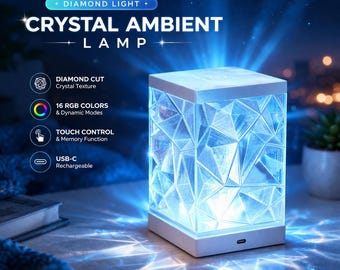 3D gedruckte geometrische Kristalllampe, LED-Nachtlicht mit Fernbedienung, 16 Farben, dimmbares Stimmungslicht, Schreibtischdekor