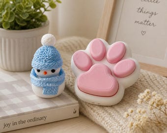 3D Gedruckt Schneemann Katze Pfote Fidget Spielzeug, Schreibtisch Dekor Stressabbau, Mini Kawaii Geschenk